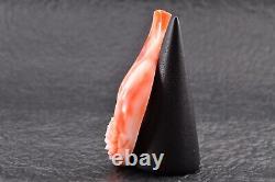 Japanese traditional craft, Vintage Hand Carved Angel Skin Coral rosenot dyed