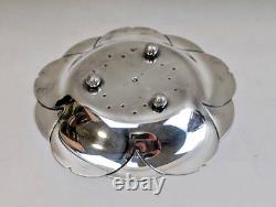 K. UYEDA Japanese 950 Sterling Silver ATOMIC Design 3 Ball Footed DISH/ BOWL