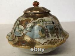 Kutani ware Pottery Case People Landscape Antique Fine art 29 inch Japanese