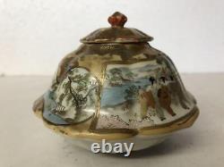 Kutani ware Pottery Case People Landscape Antique Fine art 29 inch Japanese