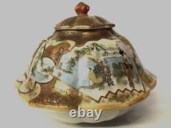 Kutani ware Pottery Case People Landscape Japanese Antique Fine art 2.9 inch