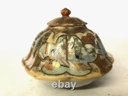 Kutani ware Pottery Case People Landscape Japanese Antique Fine art 2.9 inch