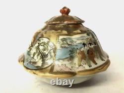 Kutani ware Pottery Case People Landscape Japanese Antique Fine art 2.9 inch