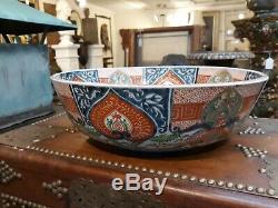 Large Fine Antique Japanese Imari Porcelain Bowl Shi Shi Decoration