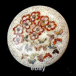 Large Fine Antique Japanese Satsuma Butterfly Button Rare Curved Needle Shank