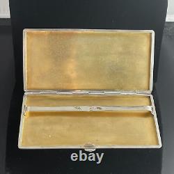 Large Vintage Fine Silver Asian / Japanese Style Cigarette Case Signed