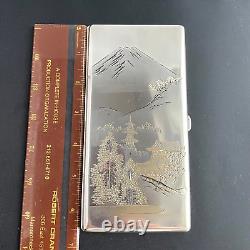 Large Vintage Fine Silver Asian / Japanese Style Cigarette Case Signed