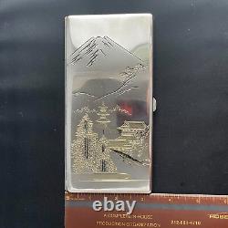 Large Vintage Fine Silver Asian / Japanese Style Cigarette Case Signed