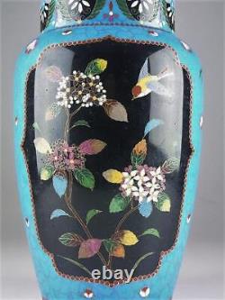 MEIJI Era CLOISONNE Vase Pot 9.6 inch tall Japanese Antique Fine art