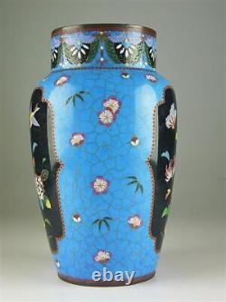 MEIJI Era CLOISONNE Vase Pot 9.6 inch tall Japanese Antique Fine art