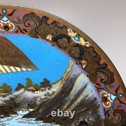 Meiji Era Cloisonne Plate Landscape pattern 12 inch Antique Fine art Japanese