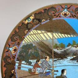 Meiji Era Cloisonne Plate Landscape pattern 12 inch Antique Fine art Japanese