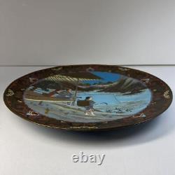 Meiji Era Cloisonne Plate Landscape pattern 12 inch Antique Fine art Japanese