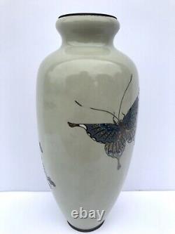 Meiji Period Early 20th Century Japanese Chinese Fine Cloisonne Bronze 12H Vase