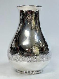 Miyamoto Japanese Silver Vase with Royal Seal