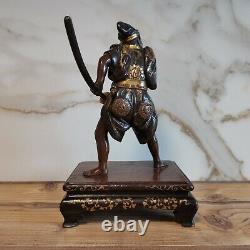 Miyao Bronze Japanese Samurai Okimono Signed Fine Archer Sculpture Statue
