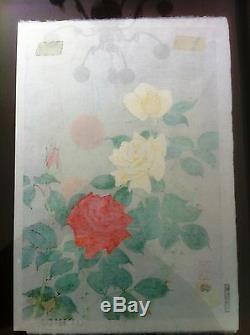 Nisaburo Ito Roses Japanese woodblock print, Nice fine details