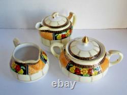 Noritake Antique Fine Porcelain Handpainted Tea For 1 Tea Pot Cream Sugar Japan