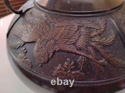 PHOENIX Pattern Bronze Vase 9.8 inch with Box Japanese Vintage Old Fine Art