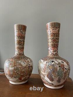 Pair Fine Antique Meiji Era Japanese Satsuma Vases 19th C. British Gallery