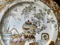 Pair Fine Japanese Kutani Plates Butterfly Rims