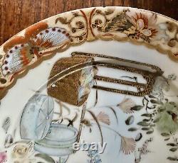 Pair Fine Japanese Kutani Plates Butterfly Rims