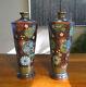Pair Japanese Cloisonne Vases Antique Hexagonal Very Fine Quality