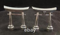 Pair Vintage Japanese 950 Fine Silver Tori Shinto Gates Salt & Pepper. 2 ¾ t