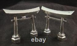 Pair Vintage Japanese 950 Fine Silver Tori Shinto Gates Salt & Pepper. 2 ¾ t