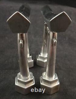 Pair Vintage Japanese 950 Fine Silver Tori Shinto Gates Salt & Pepper. 2 ¾ t