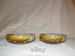 Pair of Fine Antique Japanese Oribe Pottery Bowls