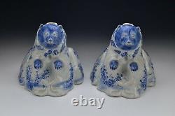 Pair of Fine Japanese Hirado Ware Porcelain Tanuki Dogs 18th / 19th Century