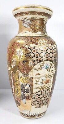 Pair of Large Finely Painted Japanese Satsuma Vases