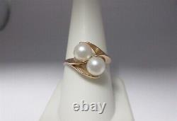 Pearl Ring Solid Gold Akoya Vintage Japanese Forever Us Two 14K Size 9.5 R1686
