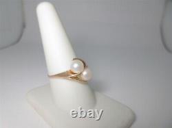 Pearl Ring Solid Gold Akoya Vintage Japanese Forever Us Two 14K Size 9.5 R1686