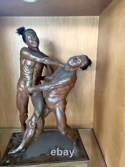 Rare And Very Fine Japanese 19th C. Iki Ningyo Wrestlers Sculpture Best Offer