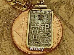 Rare Japanese Silver SAMURAI Shu Ryo Pendant 24 18KGF Chain w COA & Box