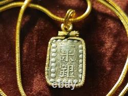 Rare Japanese Silver SAMURAI Shu Ryo Pendant 24 18KGF Chain w COA & Box