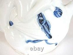 Rare antique Japanese Hirado fine porcelain blue & white dog teapot or Sake Ewer