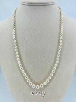 Rough Diamond 18K Gold Japanese Akoya Cultured Pearl Necklace Antique Deco Vtg