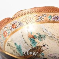 SATSUMA GEISHA KIMONO GIRL Bowl Signed by KUSUBE Antique MEIJI Fine Art Japanese
