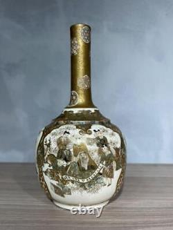 SATSUMA SAGE FINE Hand Painted Vase Japanese Antique MEIJI Era Old Art 8 inch