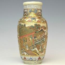 SATSUMA Ware Vase 19TH CENTURY Sage Temple Fine Art 7inch Japanese Antique MEIJI