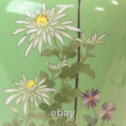 Shoraku Meiji Era Fine Silver Wire Cloisonne Flower Bird Vase 7 inch Very Good