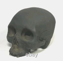 Skull Pottery Statue Sharekoube 7.4 inch Antique Fine art Figurine Japanese