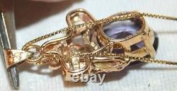 Ty Lee Purple Synthetic Alexandrite Gold Pendant Japanese Detail Signed Tyl 14k