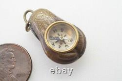 Unusual Antique Japanese Brass Enamel Gourd Shaped Miniature Compass Charm