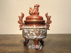 Very Fine Antique 1868 Japanese Kutani Watano Sei Porcelain Miniature Tripod Urn