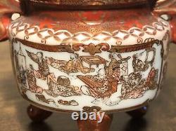 Very Fine Antique 1868 Japanese Kutani Watano Sei Porcelain Miniature Tripod Urn