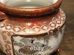 Very Fine Antique 1868 Japanese Kutani Watano Sei Porcelain Miniature Tripod Urn